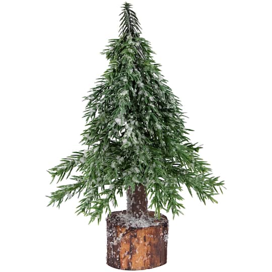 Northlight; 7.5" Unlit Frosted Icy Pine Christmas Tree with Jute Base; Category:Christmas Tabletop & Accent Trees; Image:1